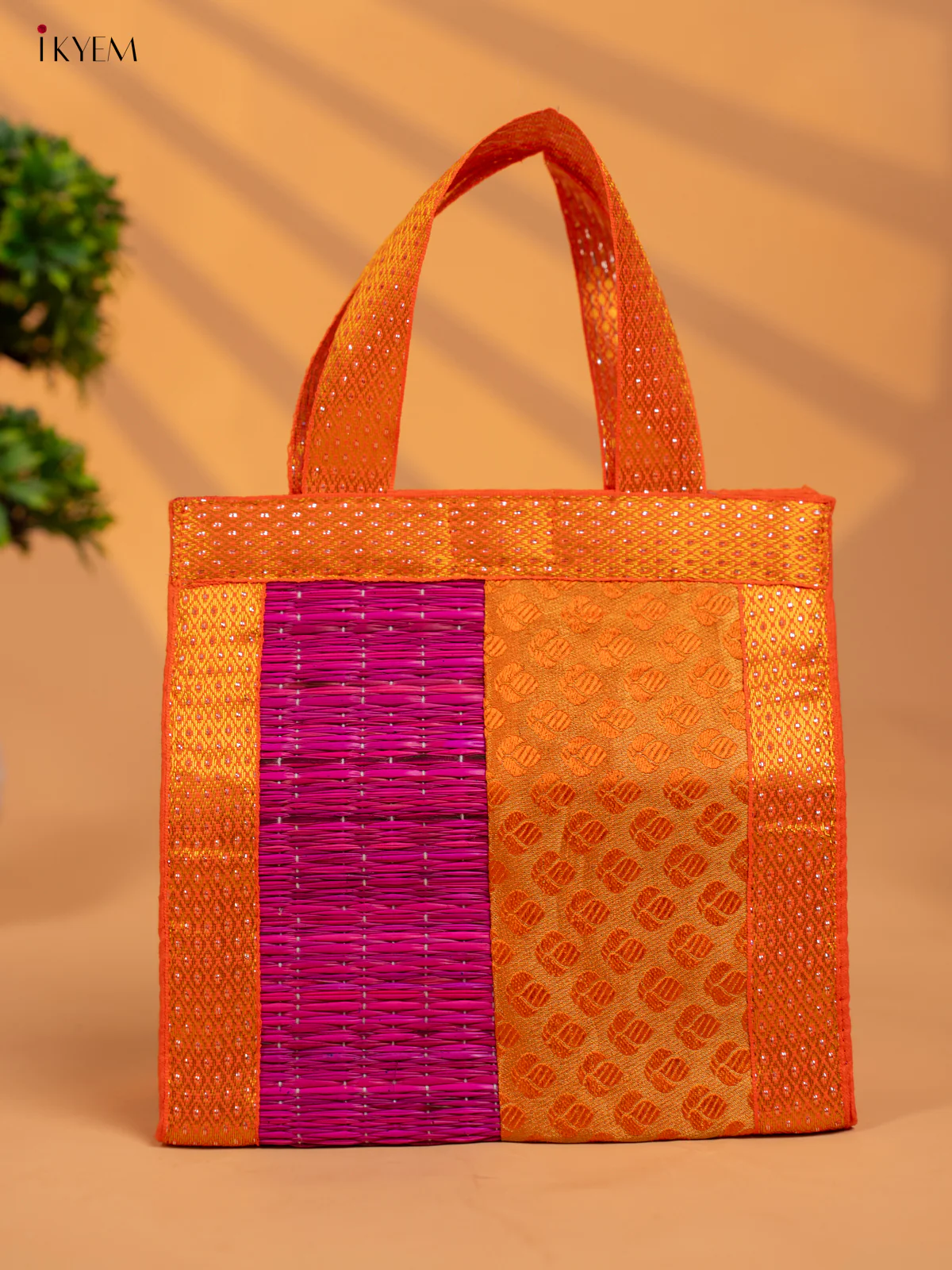 Half & Half Korai Bag with Banarasi Fabric - KB11120 - Image 3