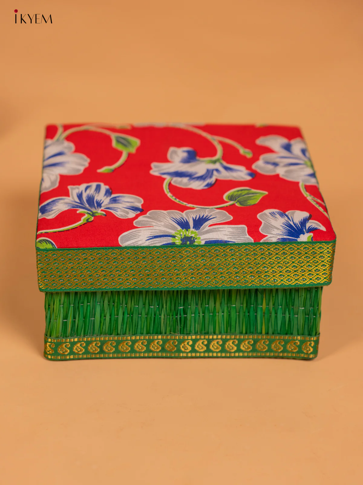 Foldable Korai Box with Kalamkari Fabric Top - Assorted Colours - KB11123 - Image 5