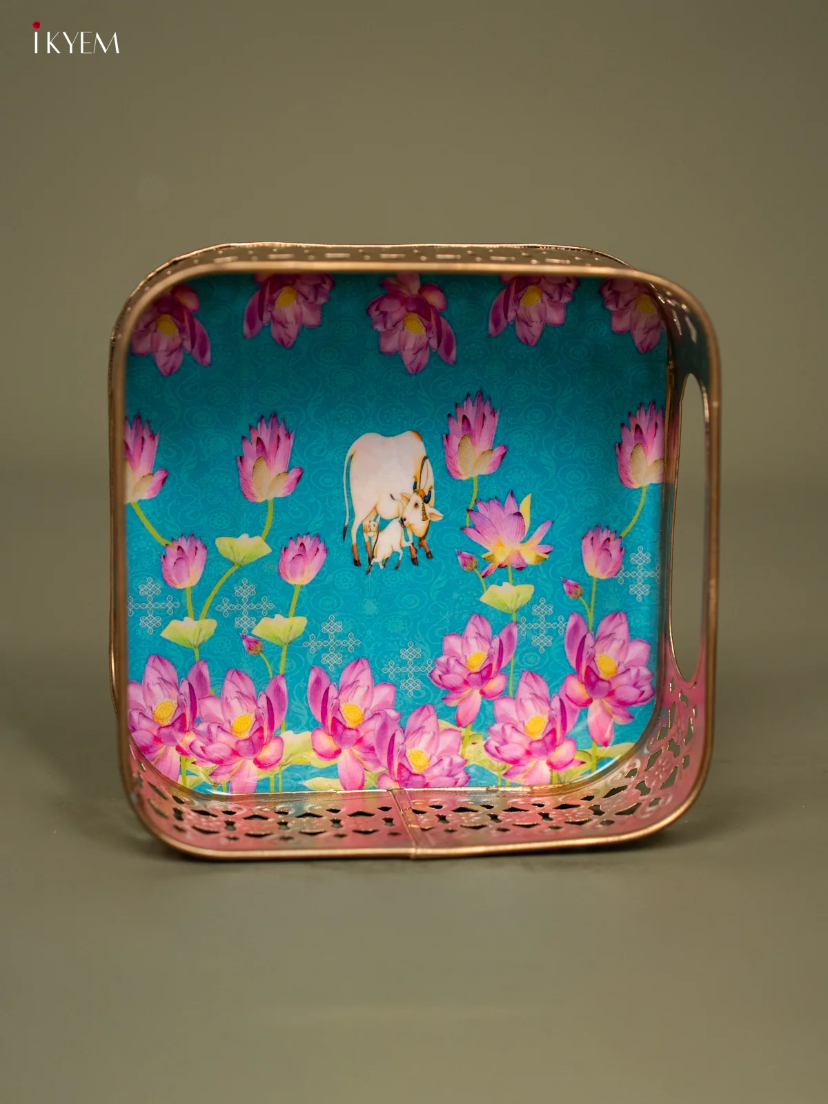 Square Metal Tray - cow & Calf - 6 Inch - KB11129 - Image 3