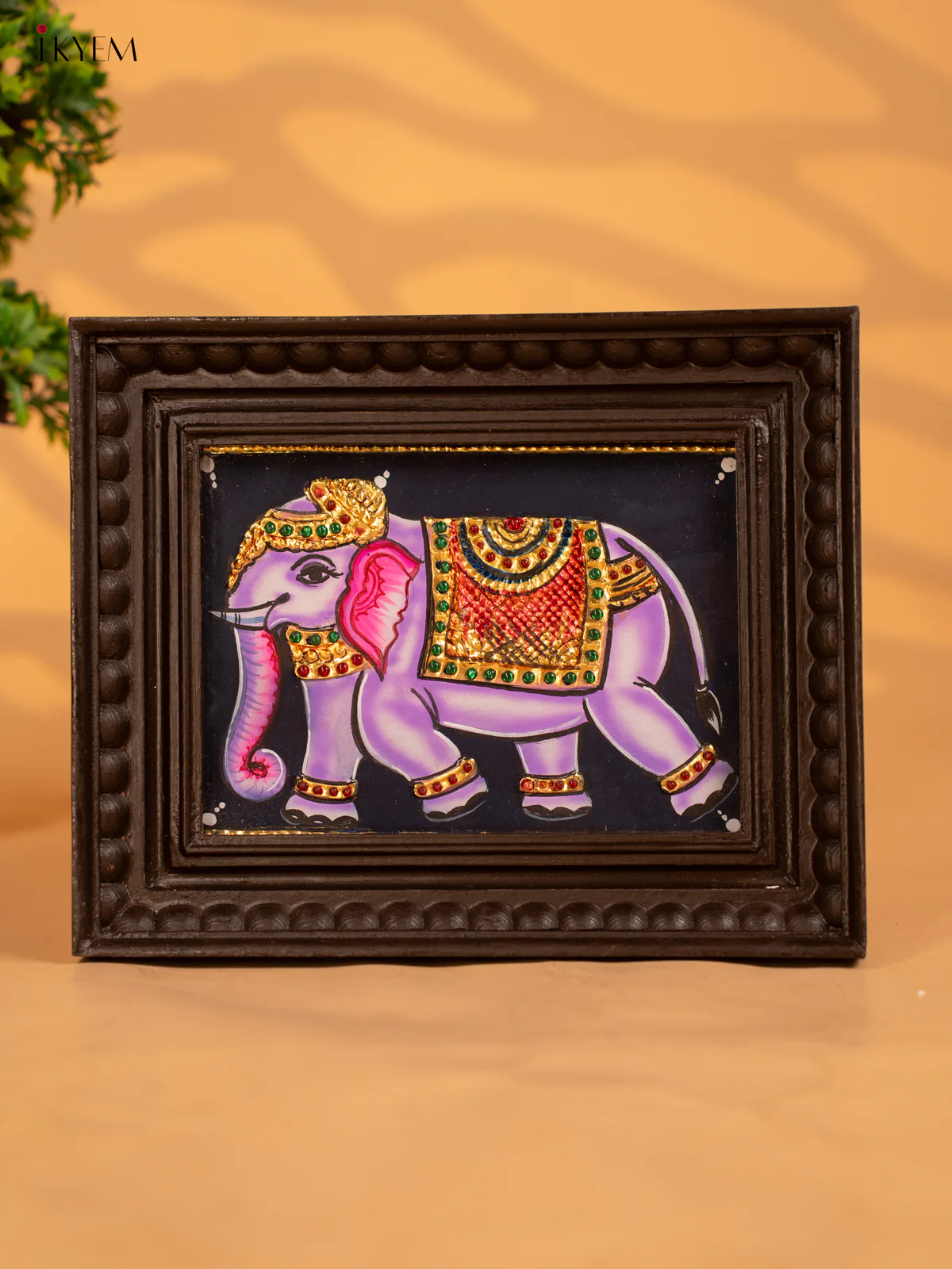 Purple Elephant- Tanjore Painting (9x11) - KB17119