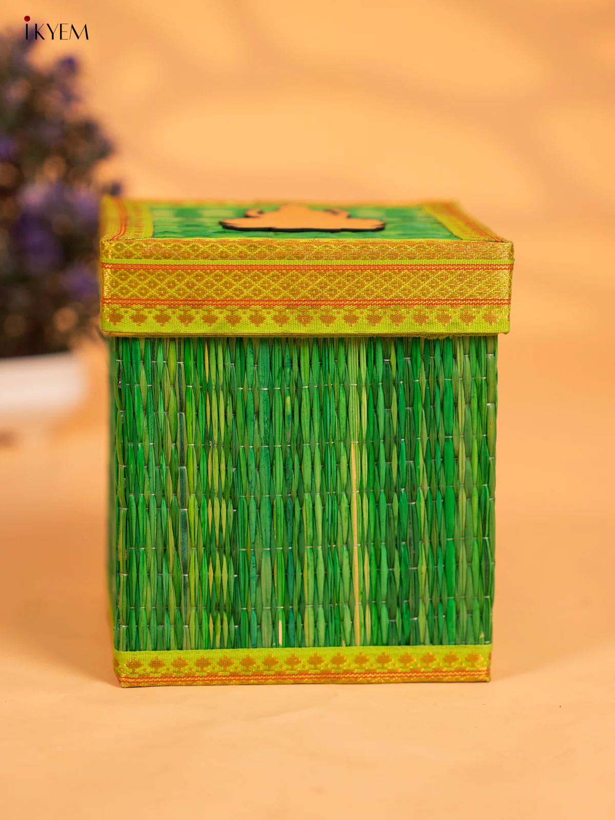 Korai Gift Box with Net Potli with Lakshmi Motif - Green- KB17137 - Image 5