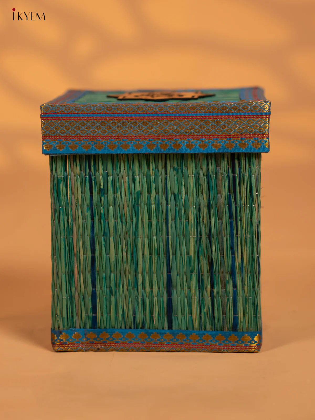 Korai Gift Box with Net Potli with Ganesha Motif -6 Inch- Blue - KB17143 - Image 6