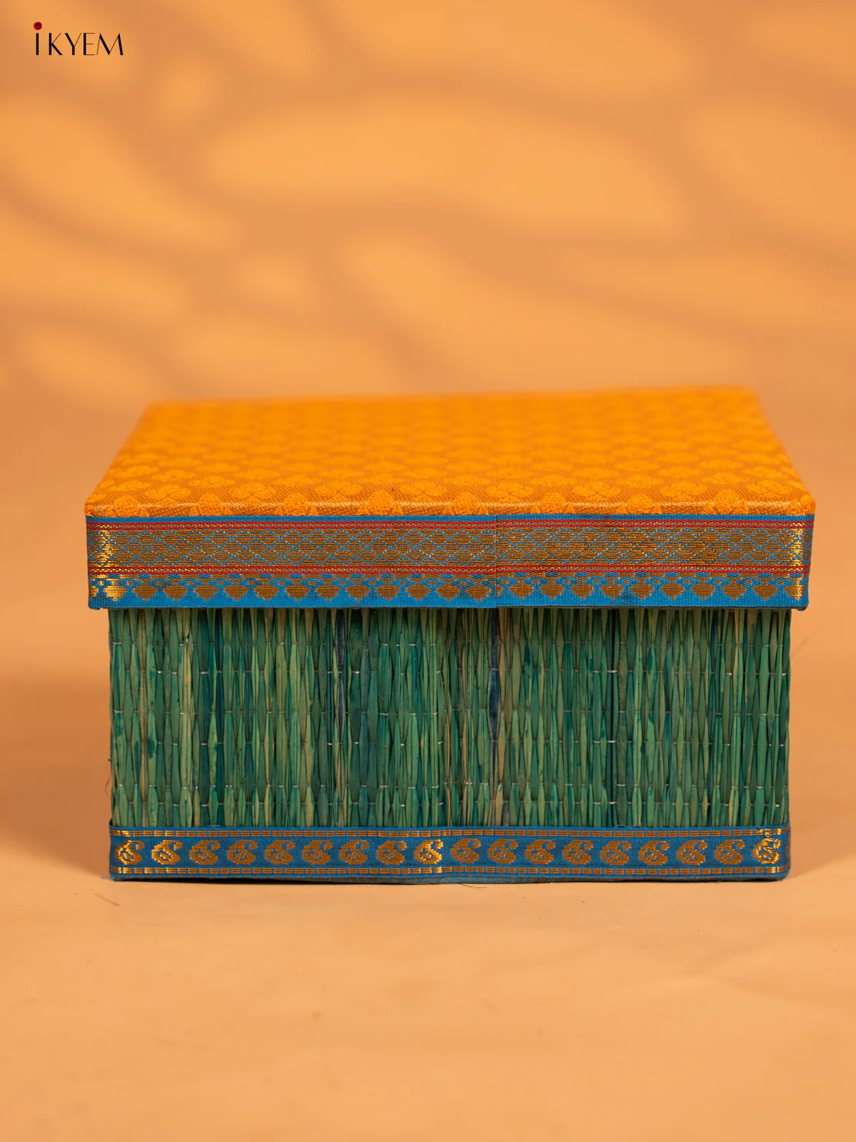 Decorative Foldable Korai Box with Raw Silk Top - (8×8) - Yellow - KB17162 - Image 5