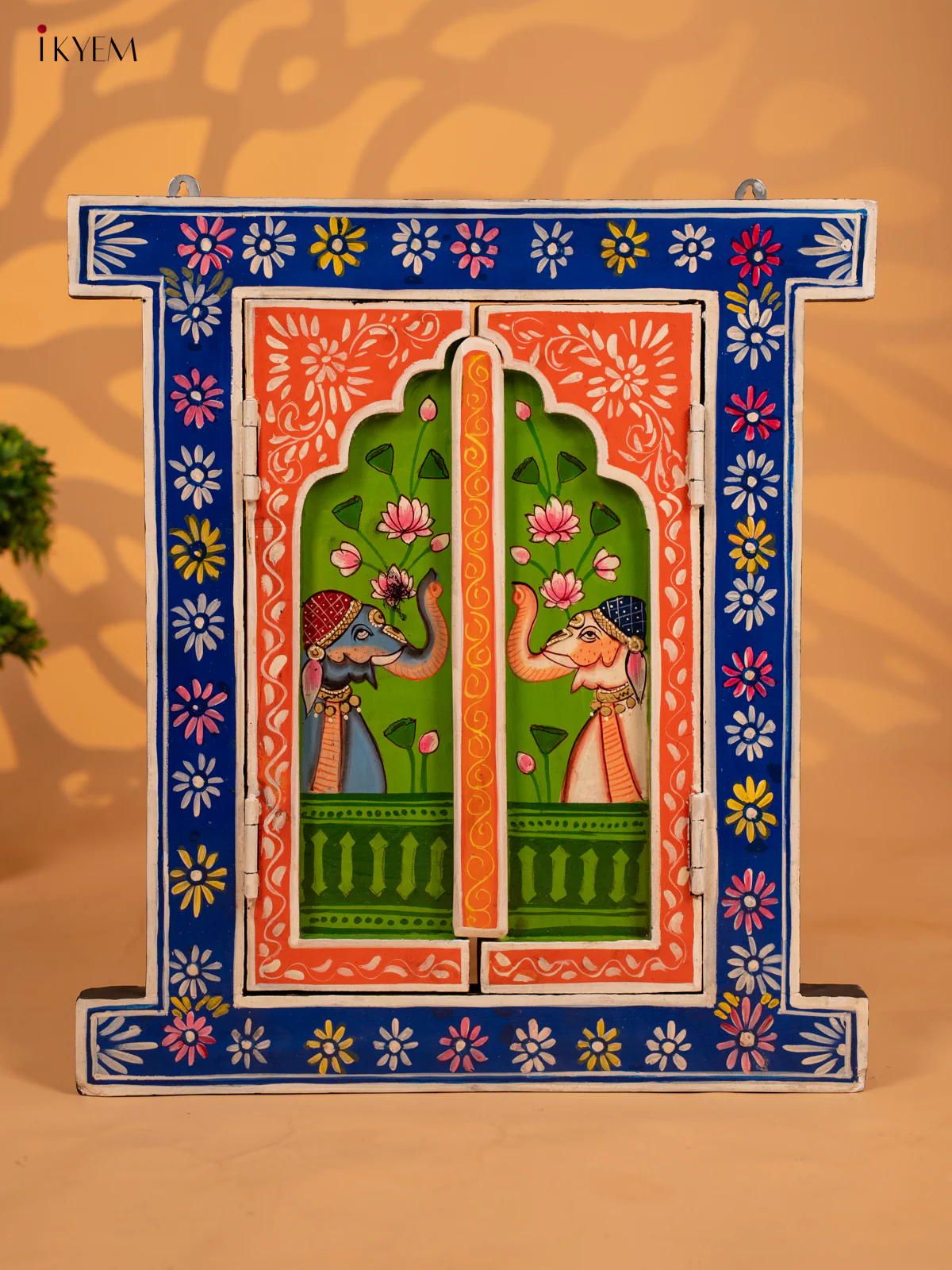 Hand Painted Wooden Window Wall Panel- 18 Inch - KB17178