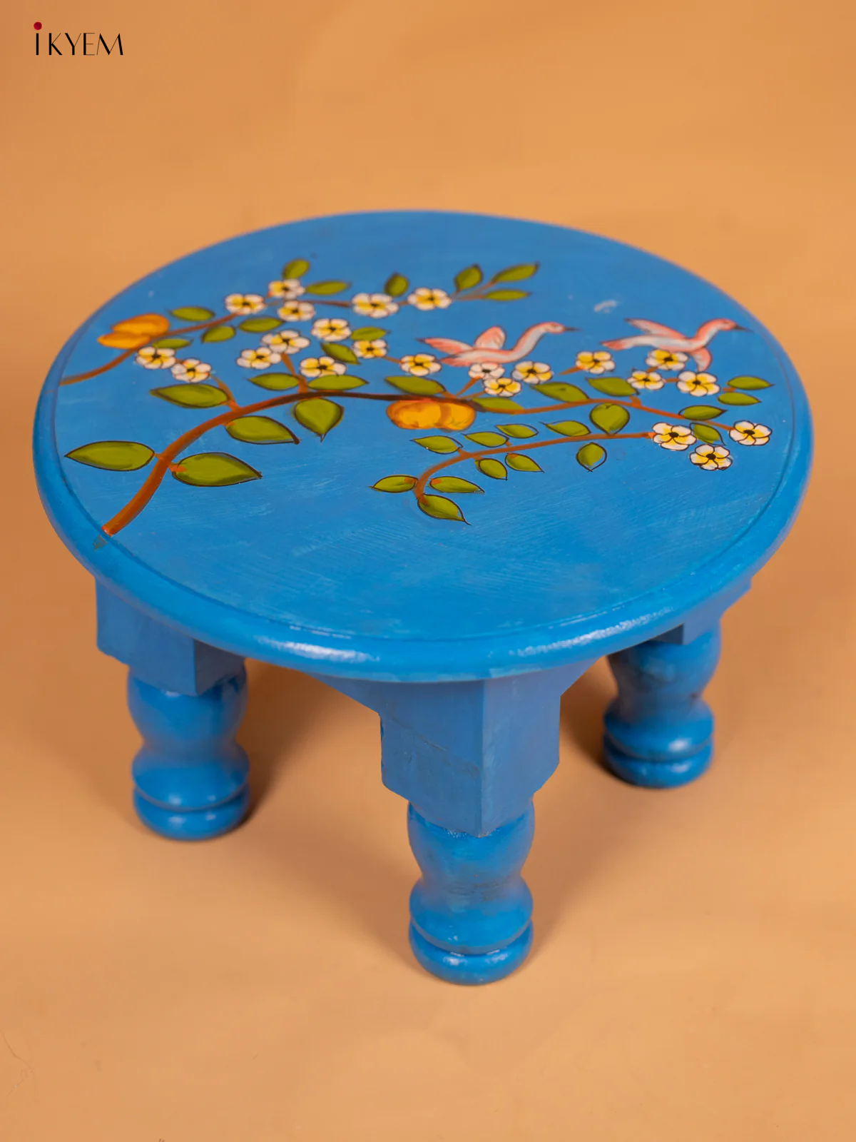 Hand Painted Wooden Round Stool (10inch) - Floral - KB17179 - Image 2
