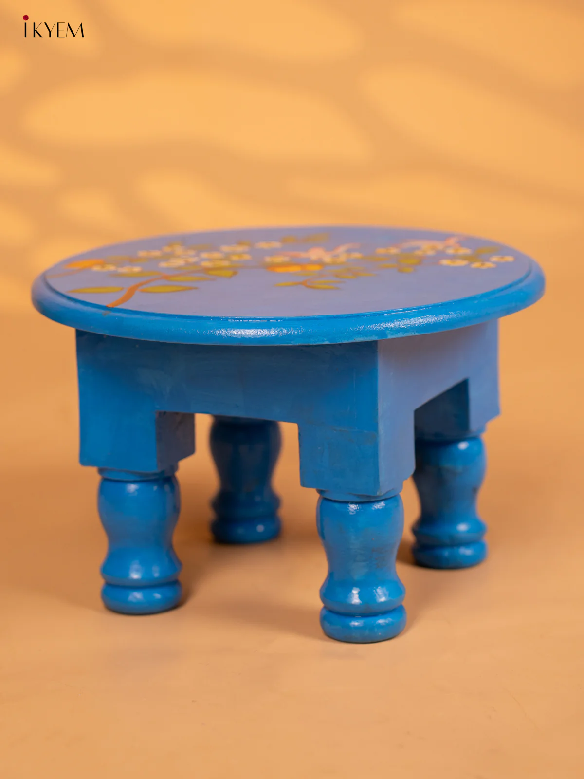 Hand Painted Wooden Round Stool (10inch) - Floral - KB17179 - Image 3