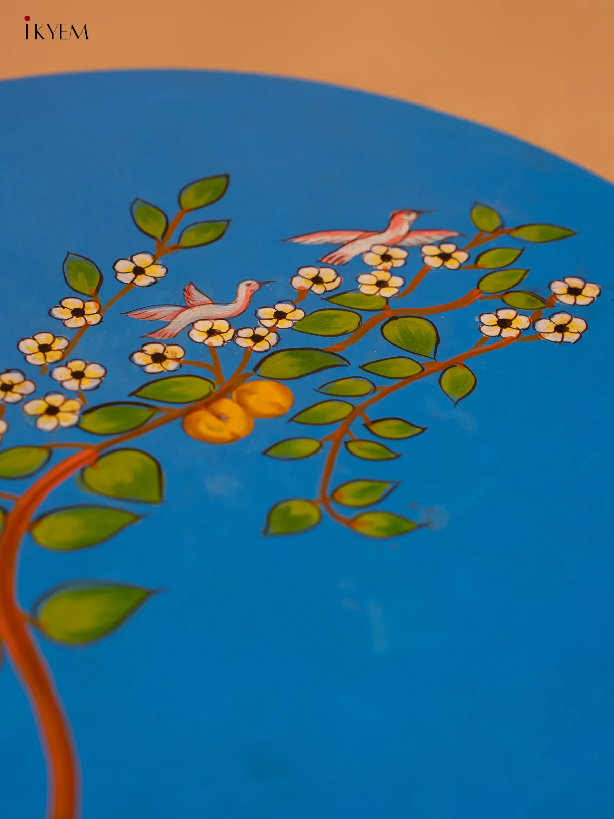 Hand Painted Wooden Round Stool (15inch) - Floral - KB17180 - Image 3