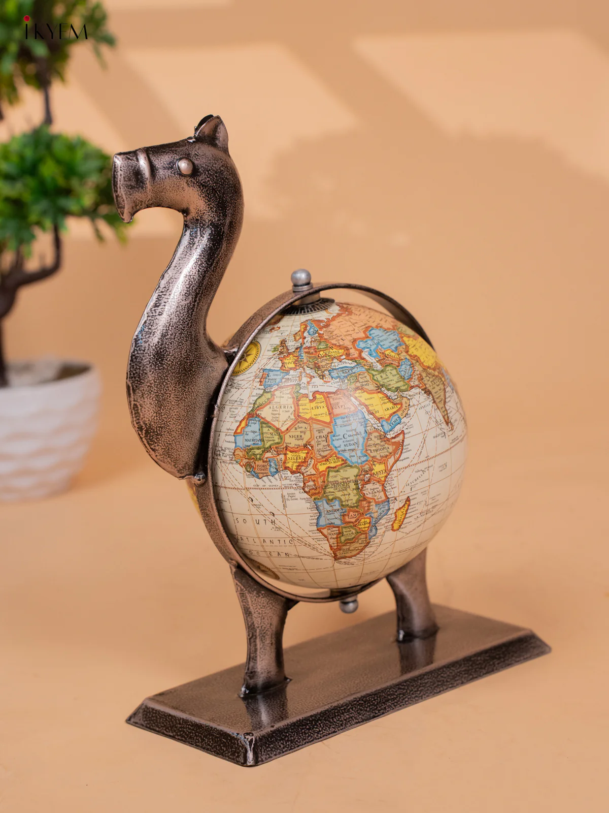 Metal Antique Finish Camel Globe - KB20117 - Image 2