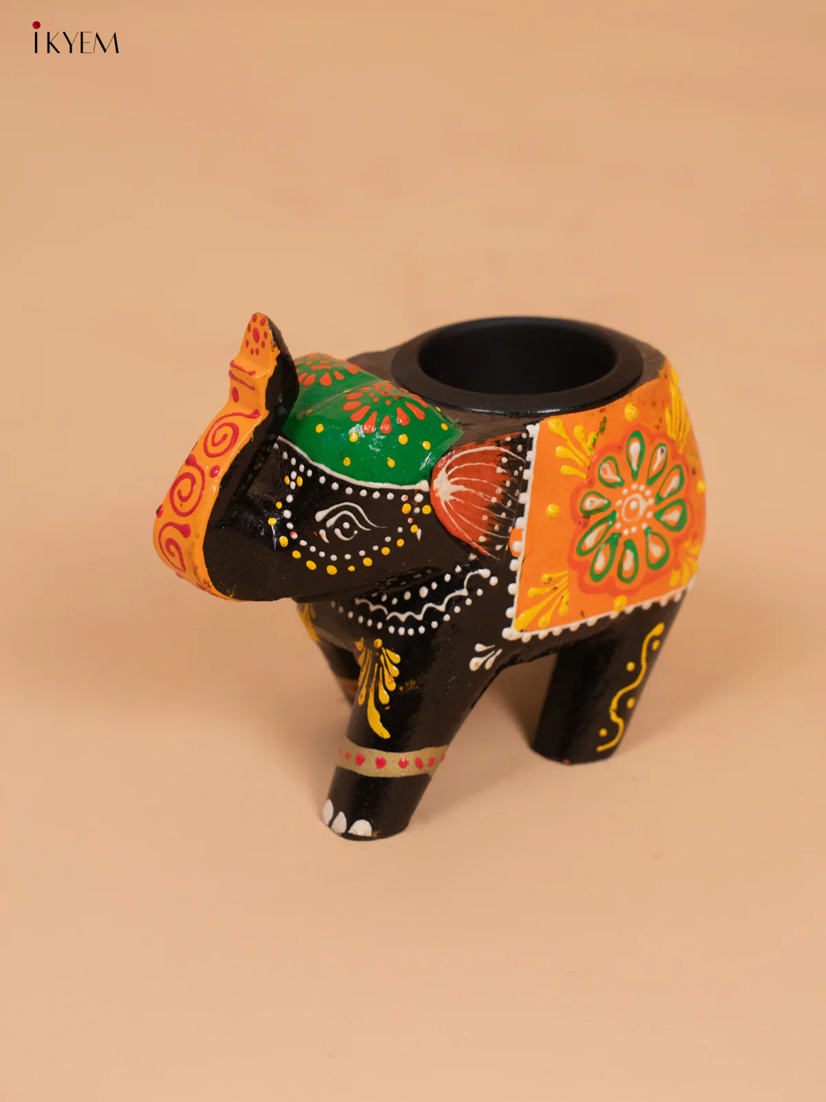 Mango Wooden Hand Painted T- Lite Elephant - KB20119 - Image 3