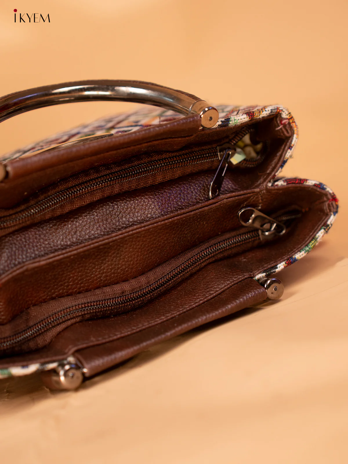 Jacquard Single hand Metal Handle Sling Bag - Multi Colour - KB22116 - Image 5