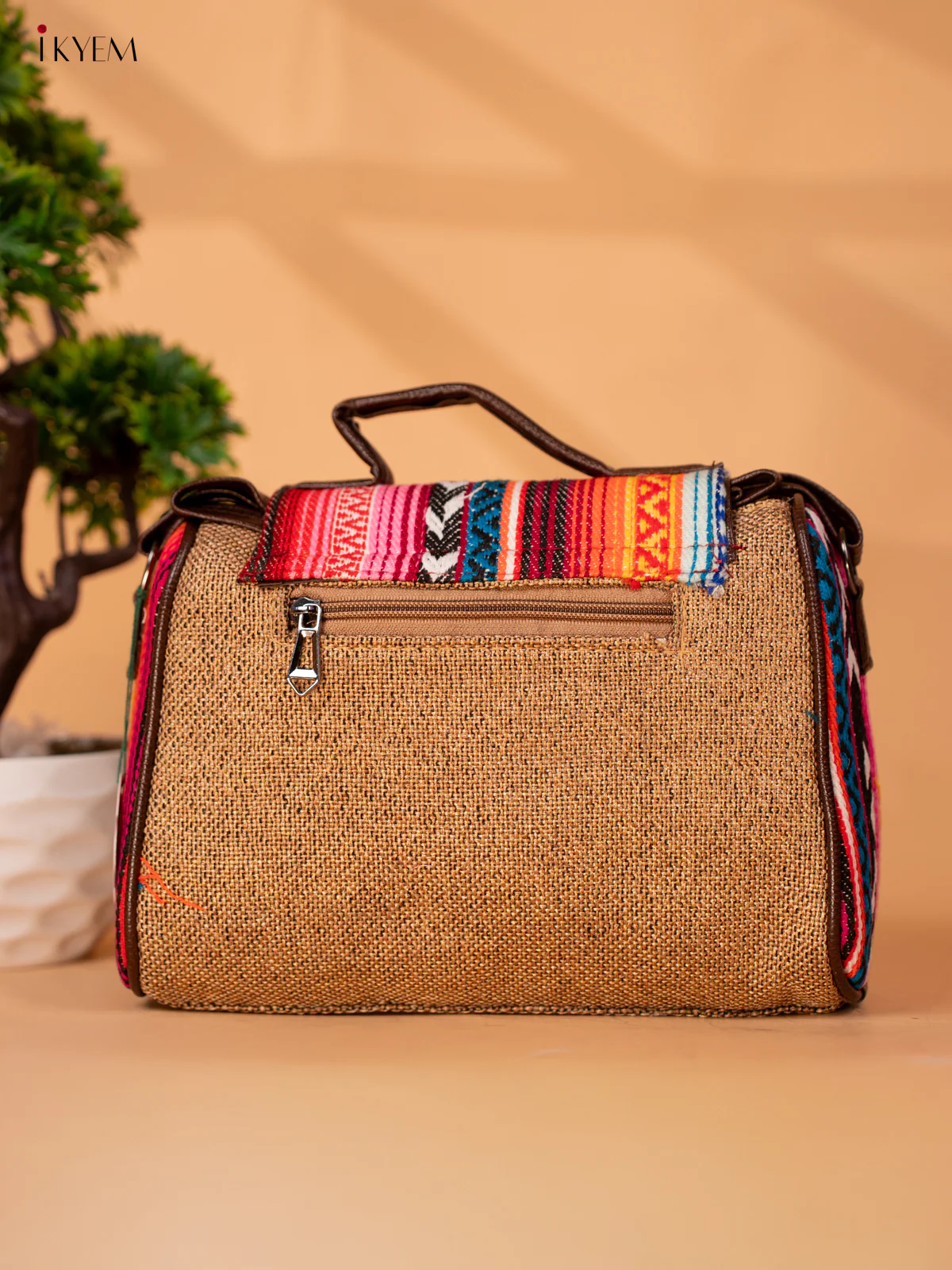 Jacquard Sling Bag with Printed Flap - Sandal - KB22119 - Image 4