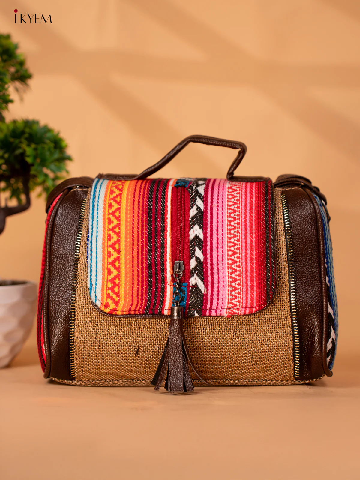 Jacquard Sling Bag with Printed Flap - Sandal - KB22119 - Image 7