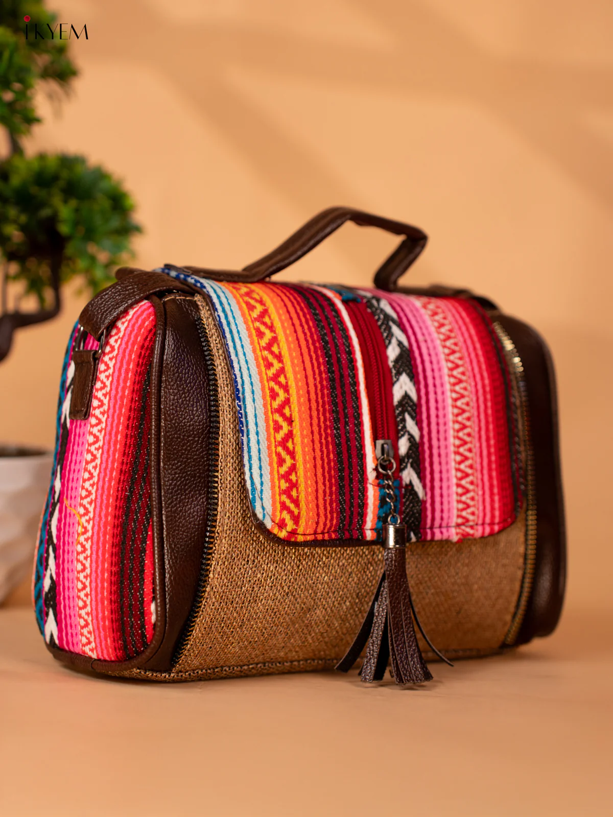 Jacquard Sling Bag with Printed Flap - Sandal - KB22119 - Image 8