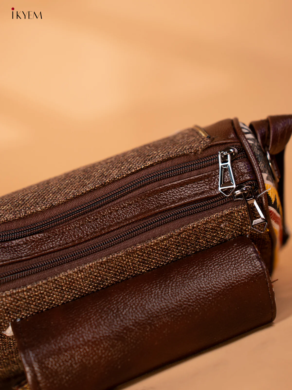 Jacquard Sling Bag with Printed Flap - Brown - KB22122 - Image 5