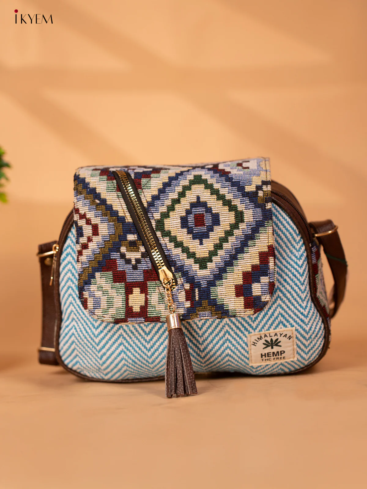 Jacquard Woven Sling Bag - Sky Blue - KB22124 - Image 2