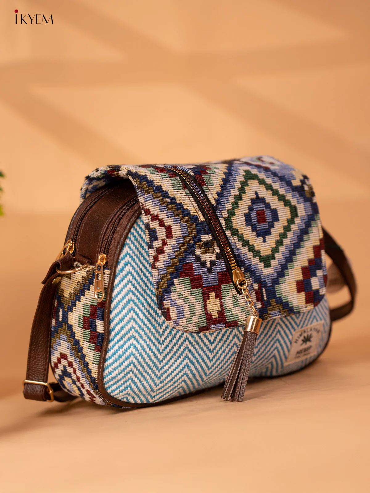 Jacquard Woven Sling Bag - Sky Blue - KB22124 - Image 3