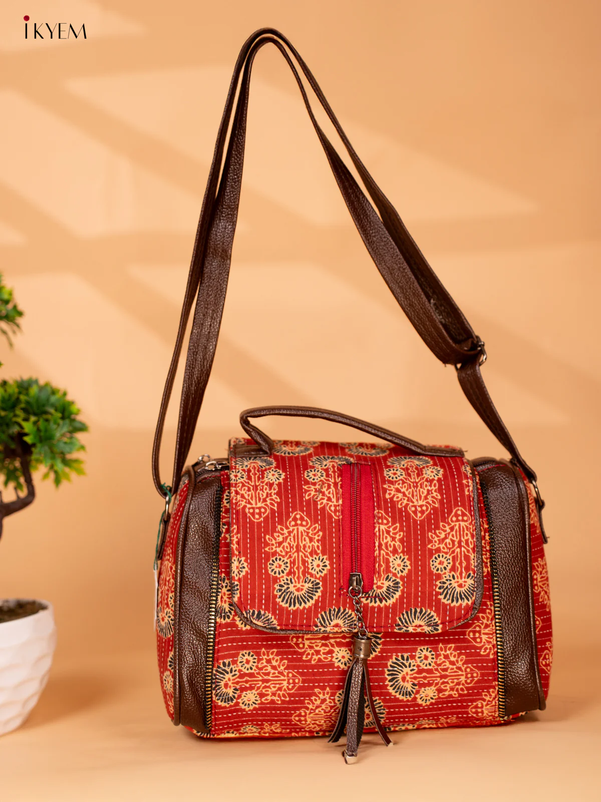 Printed Sling Bag - Brick Red - KB22130 - Image 5