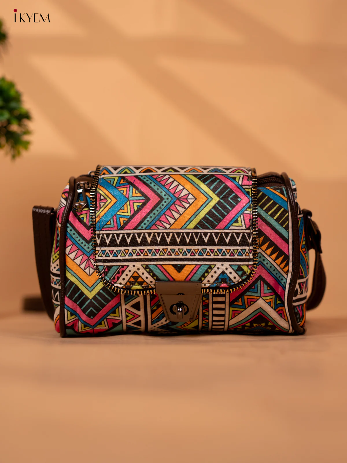 Printed Geometric Design Sling Bag -  Multi Colour - KB22136 - Image 2