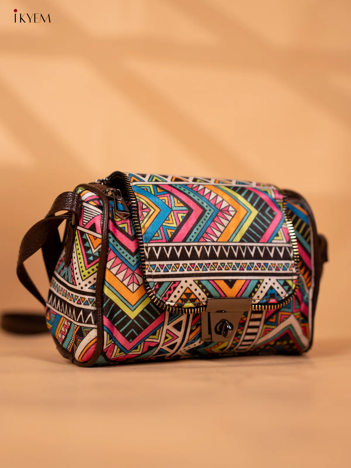 Printed Geometric Design Sling Bag -  Multi Colour - KB22136 - Image 4