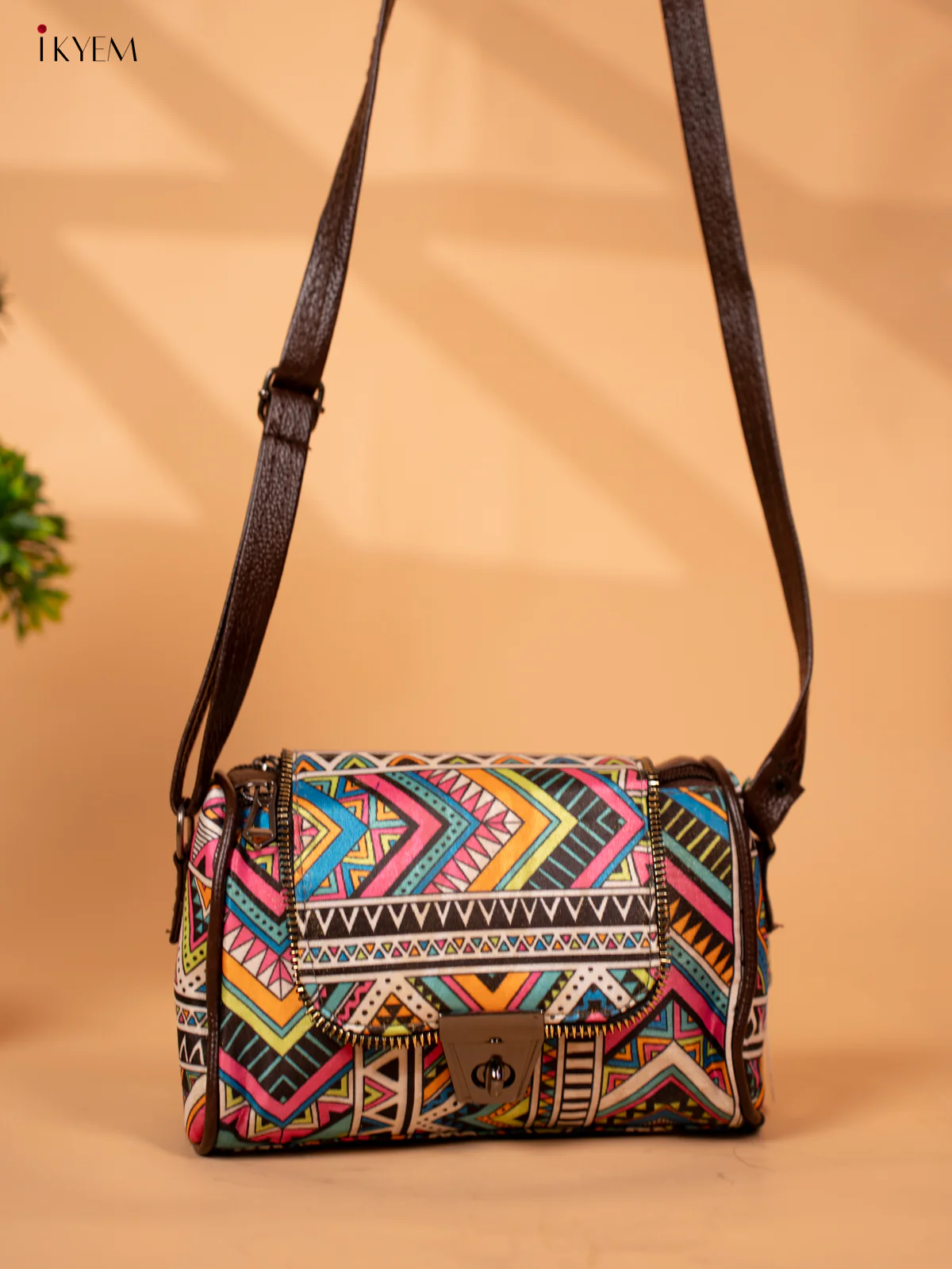 Printed Geometric Design Sling Bag -  Multi Colour - KB22136 - Image 5