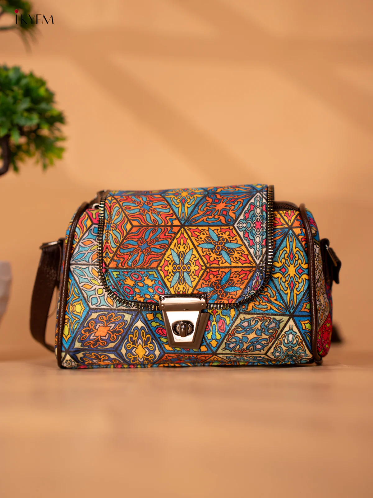 Printed abstract Design Sling Bag - Multi Colour - KB22139 - Image 2