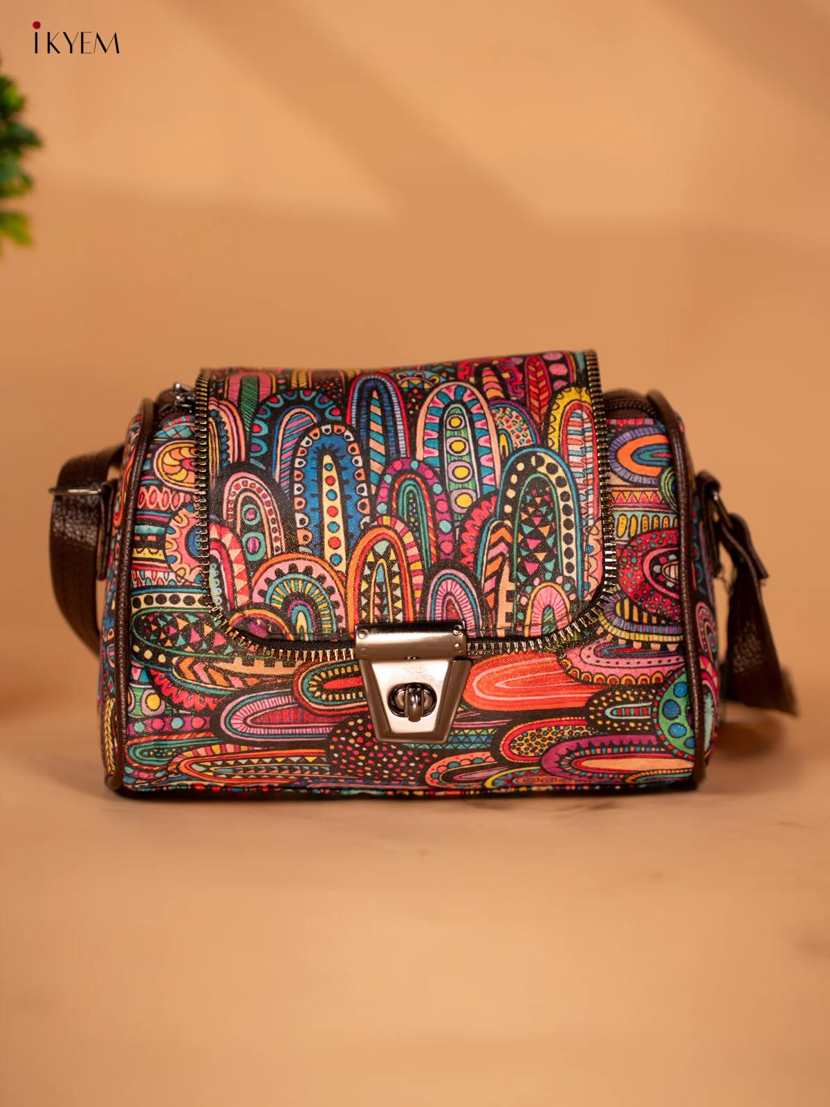 Printed Rangoli Design Sling Bag - Multi Colour - KB22140 - Image 2