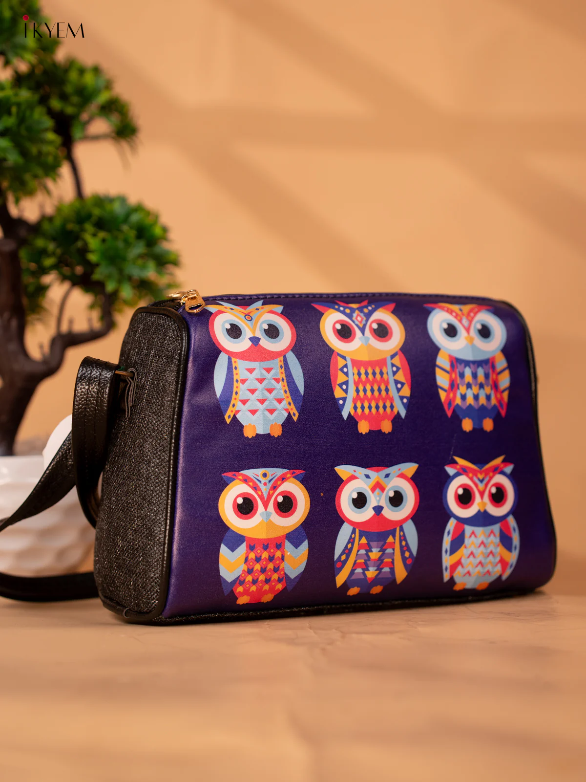 Printed sling Bag owl - violet - KB22141 - Image 3