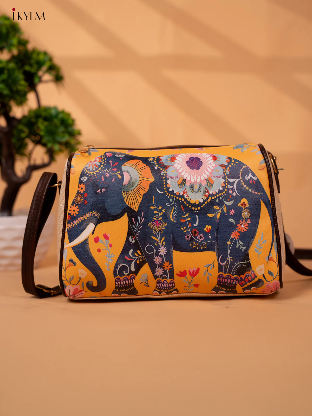 Printed Sling Bag Elephant - Yellow - KB22143 - Image 2