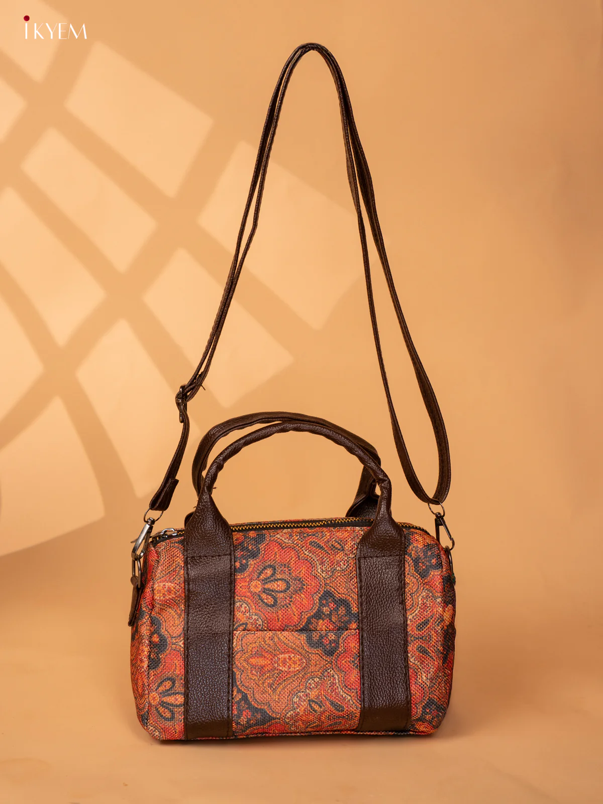 semi jute sling Bag with semi - orange - KB22154 - Image 6