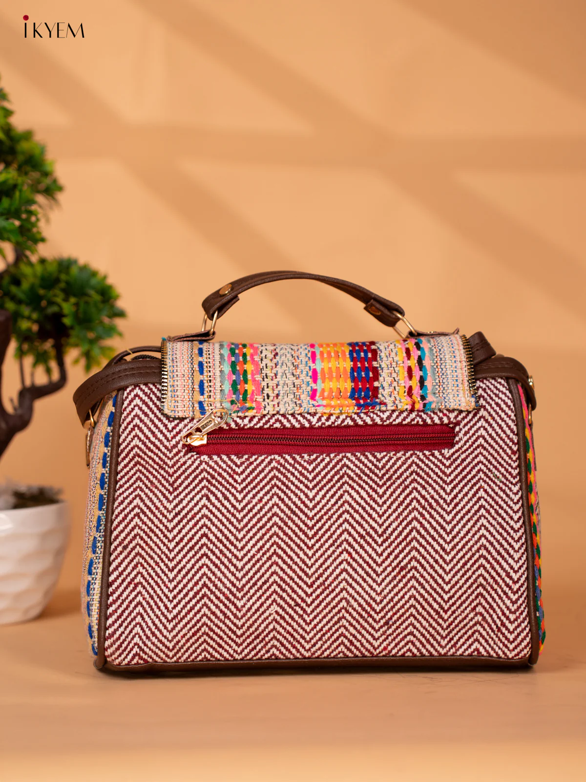Jacquard Woven Sling Bag - Multi colour - KB22161 - Image 4