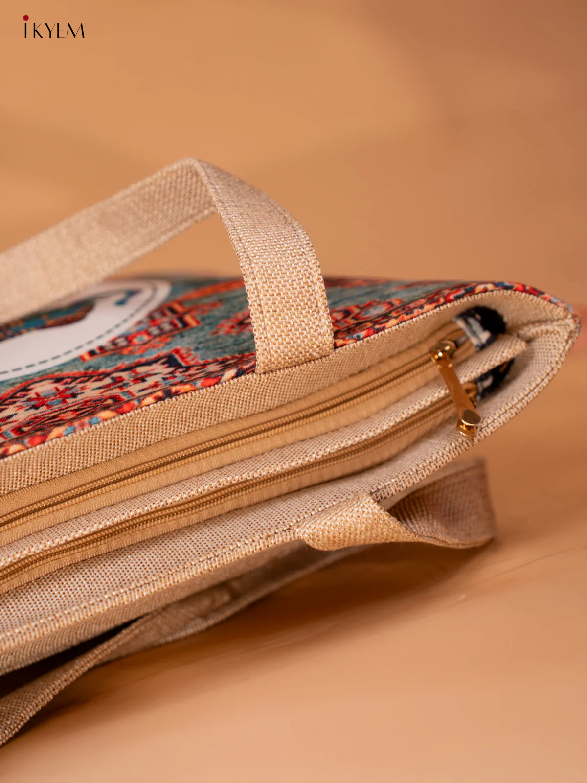 Printed Handbag - Elephant - Green - KB22170 - Image 5
