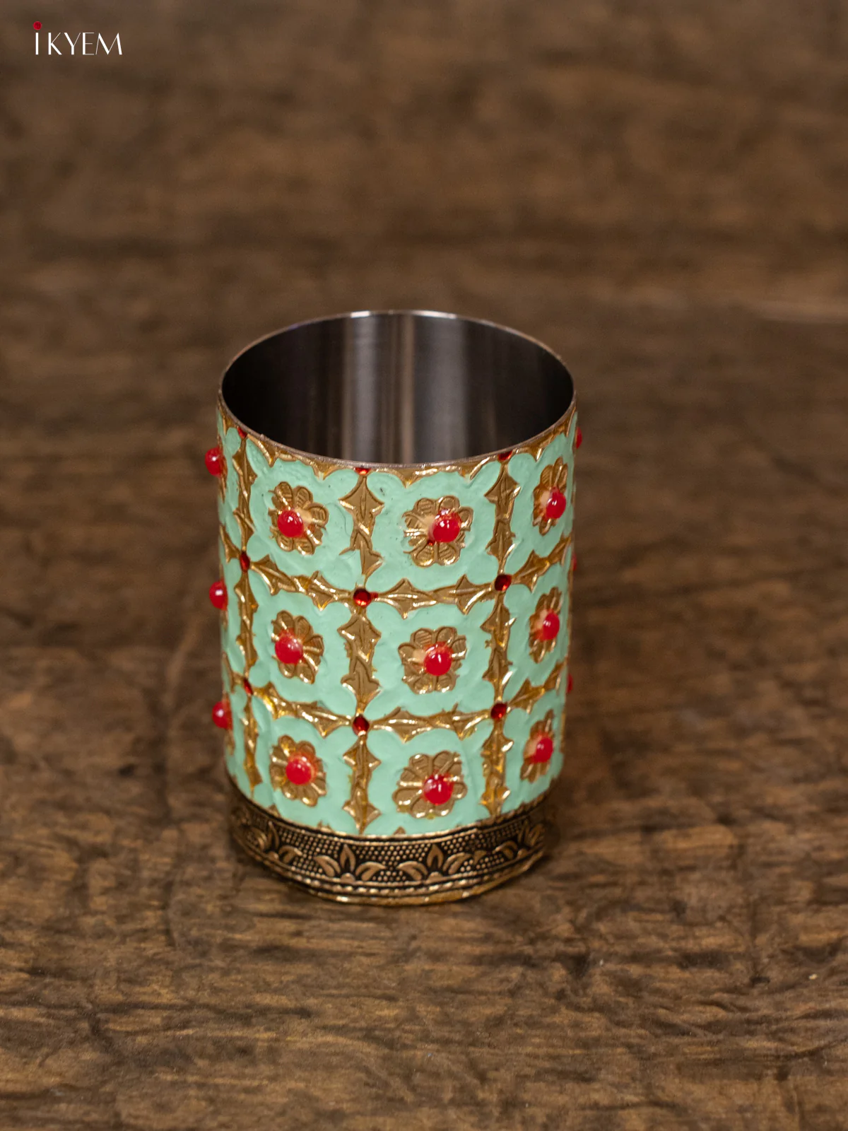 Meenakari Pooja Thali set - Pista Green - (12×12) - KB25115 - Image 4