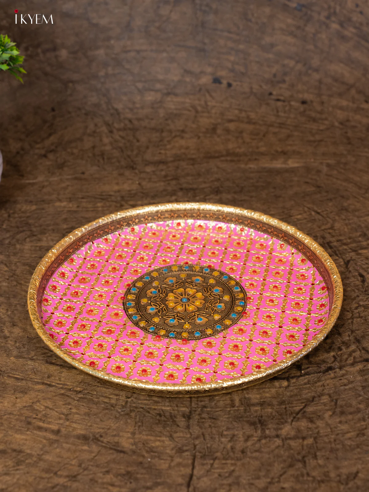 Meenakari Pooja Thali Set - Pink - (12×12) - KB25116 - Image 2