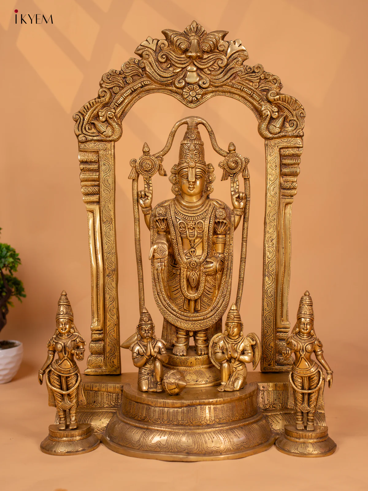 Brass Tirupathi Balaji with Bhudevi Sridevi -19 inch- KB26111