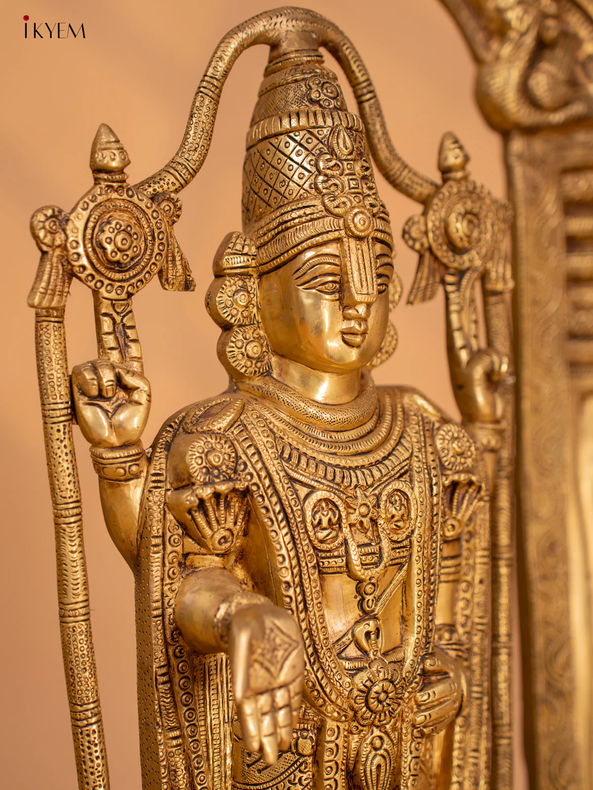 Brass Tirupathi Balaji with Bhudevi Sridevi -19 inch- KB26111 - Image 8