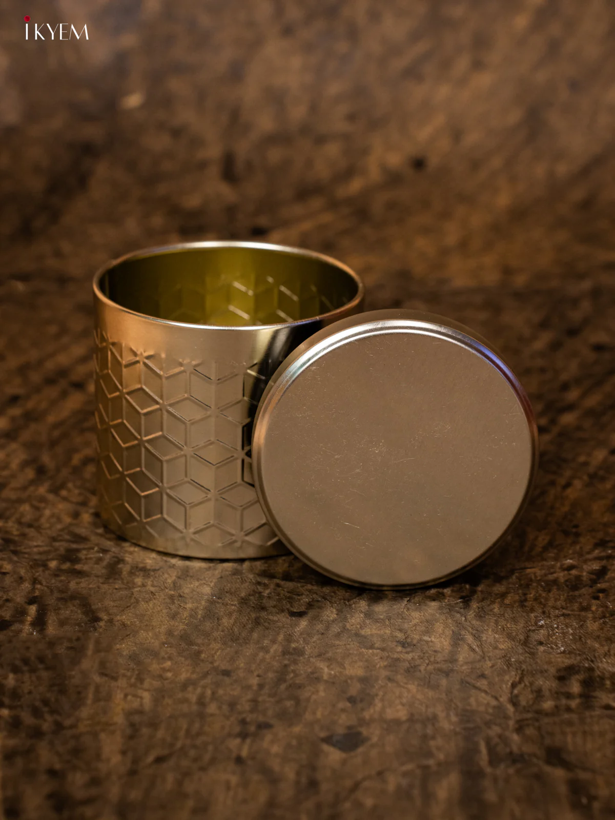 Dry Fruit Tin Jar Round- Gold 4 Inch- KB27112 - Image 3