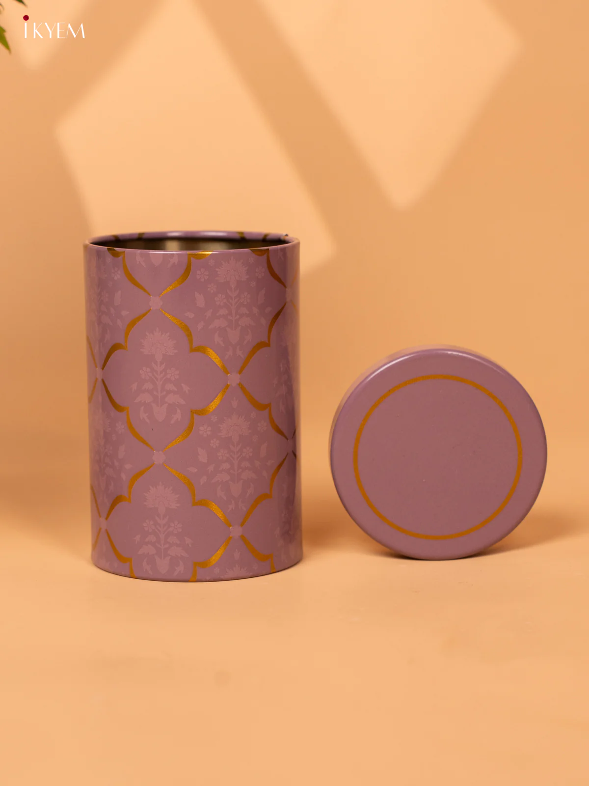 Digital Printed Dry Fruit Tin Jar Cylinder - Purple 5 Inch- KB27127 - Image 3