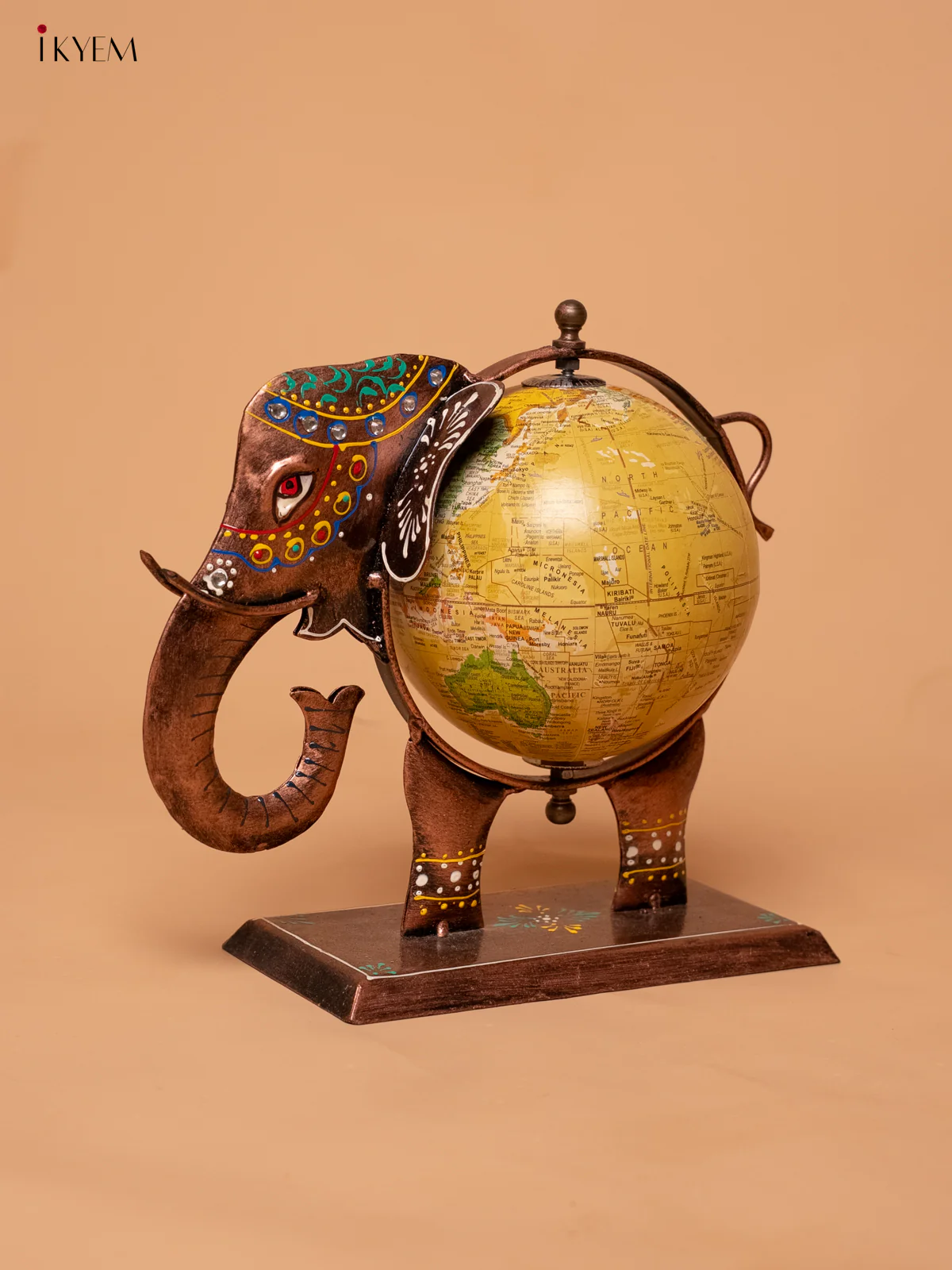 Metal Hand Painted Decorative Elephant Globe - Small - KC01111 - Image 4