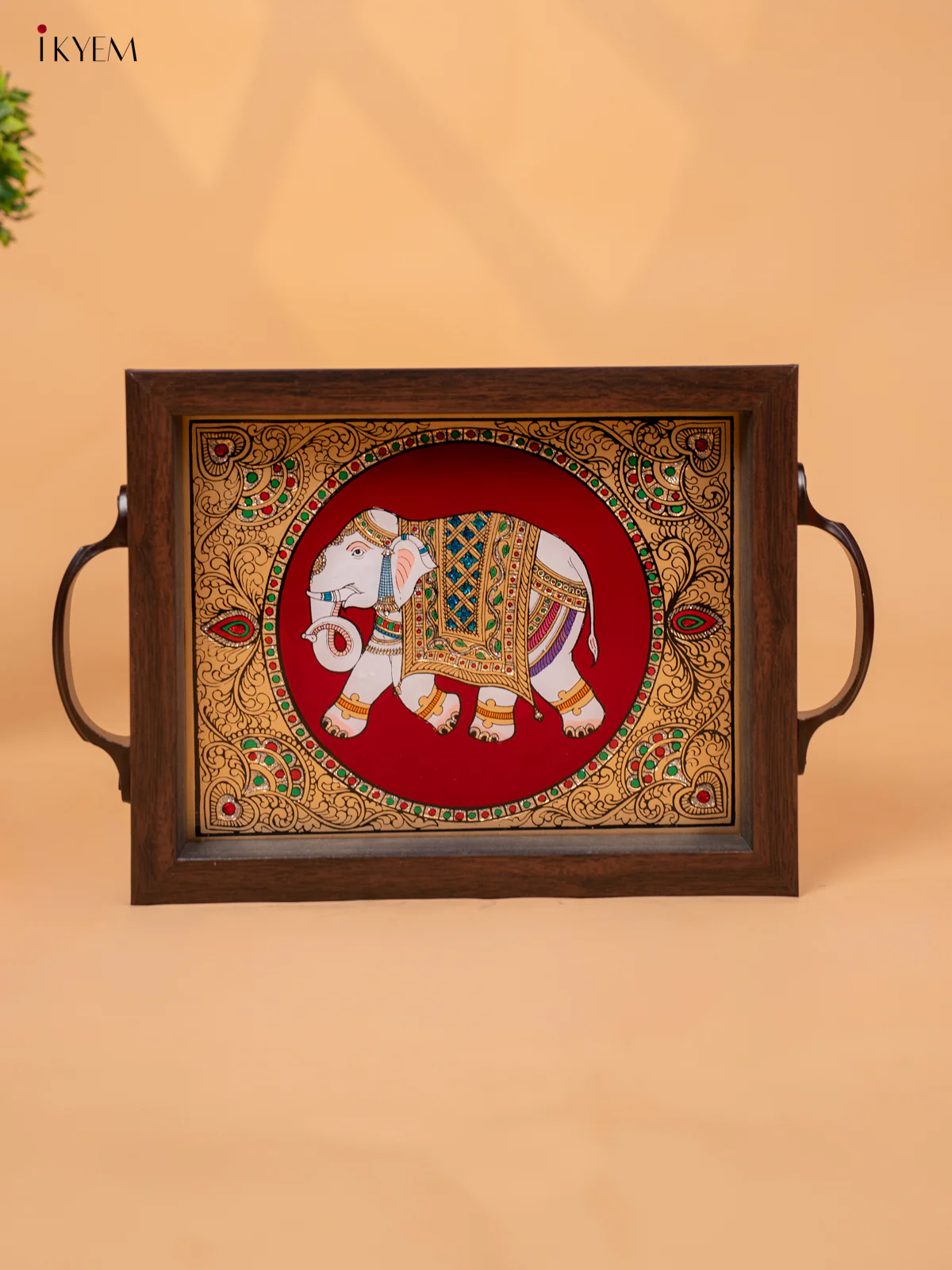 Reverse Glass Painted Tray - Red Elephant(11X7) - KC04112 - Image 2