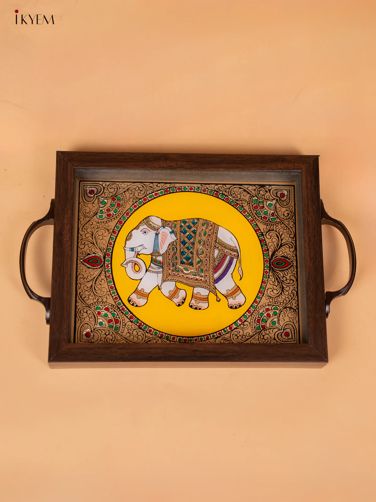 Reverse Glass Painted Tray - Yellow Elephant (11X7) - KC04113 - Image 4