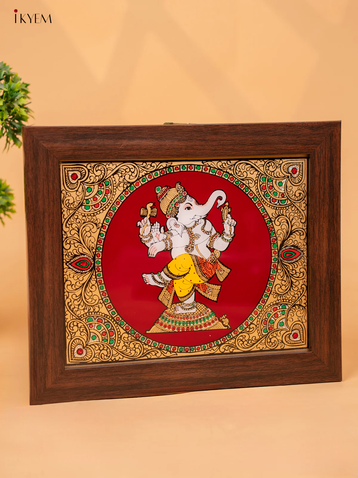 Reverse Glass Painted Photo Frame Dancing Ganesha - (12x10) - KC04126 - Image 5