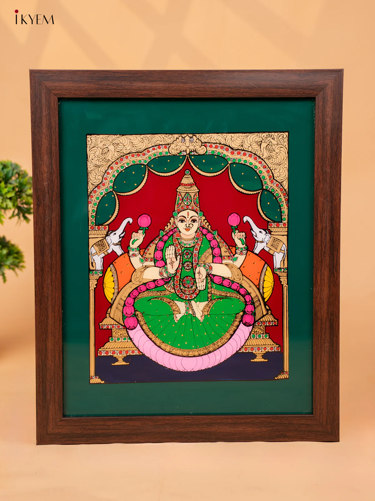 Reverse Glass Painted Photo Frame GajaLakshmi - (17x14) - KC04131