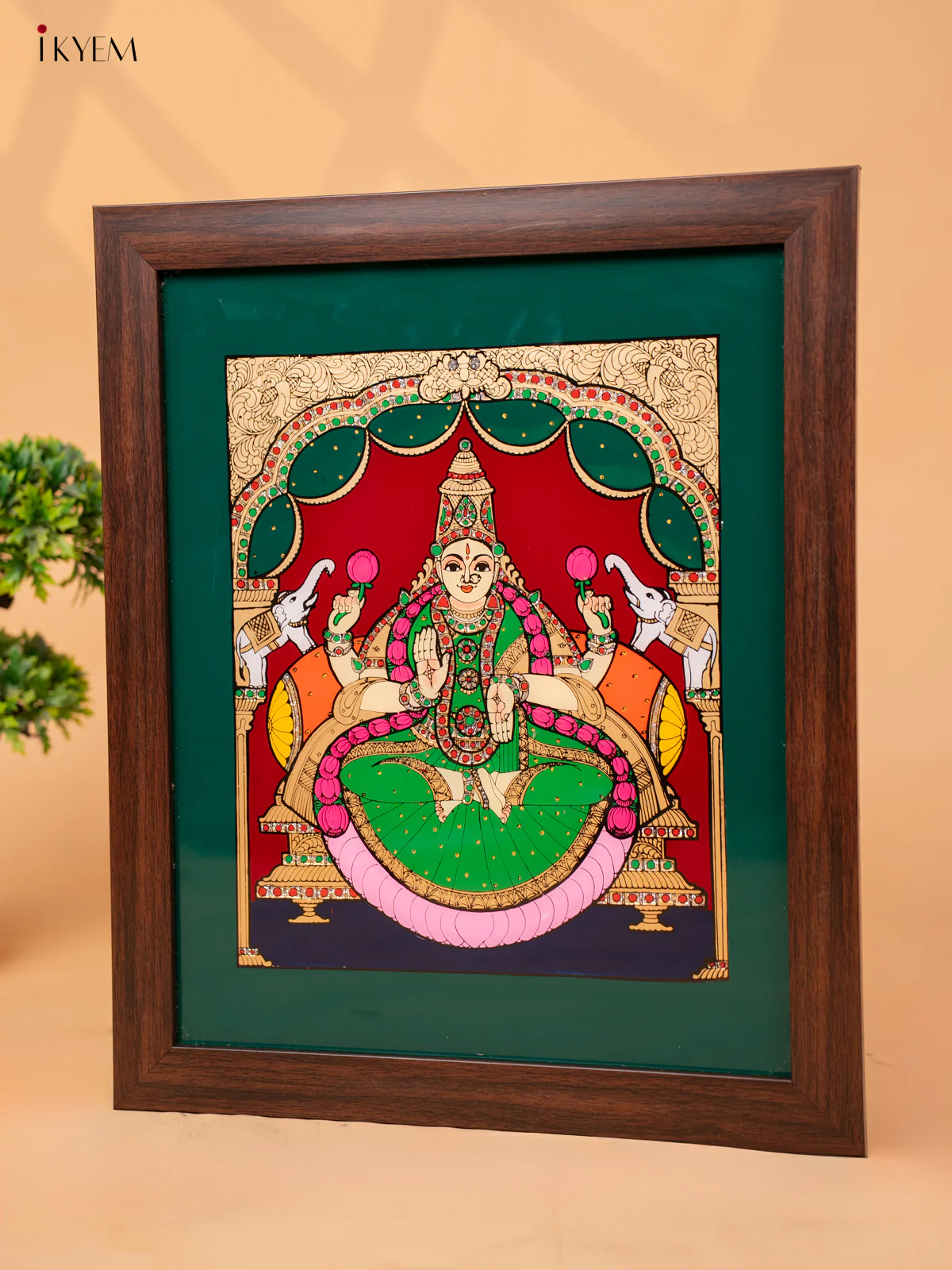 Reverse Glass Painted Photo Frame GajaLakshmi - (17x14) - KC04131 - Image 2