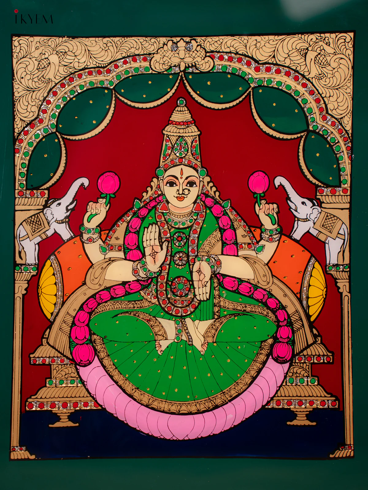 Reverse Glass Painted Photo Frame GajaLakshmi - (17x14) - KC04131 - Image 3