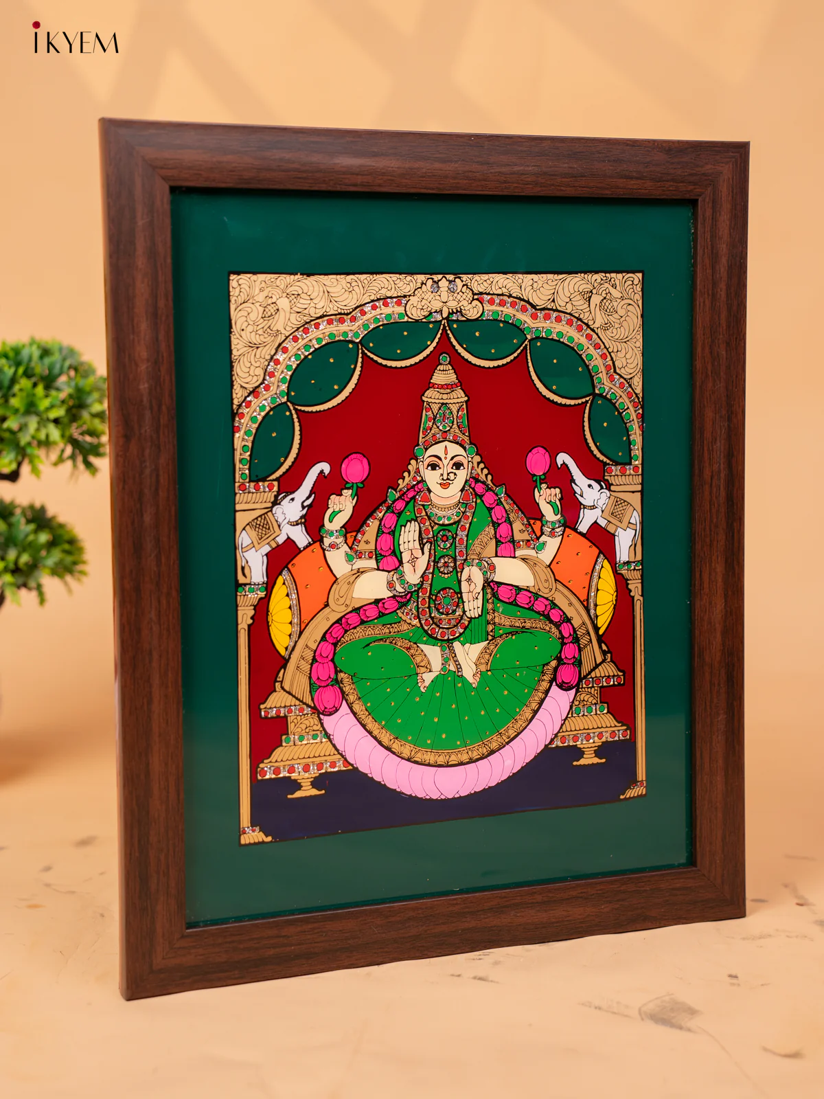Reverse Glass Painted Photo Frame GajaLakshmi - (17x14) - KC04131 - Image 4