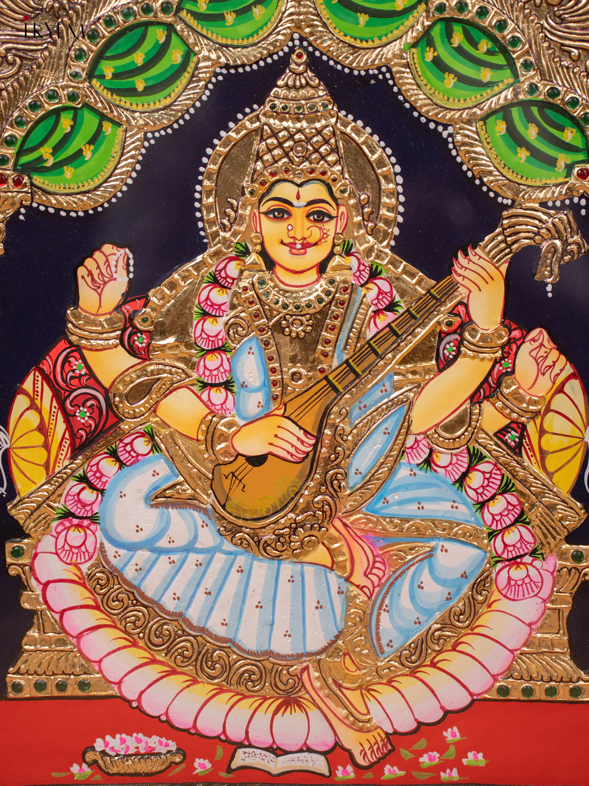 Saraswathi - Tanjore Painting (18x15) - KC06113 - Image 3