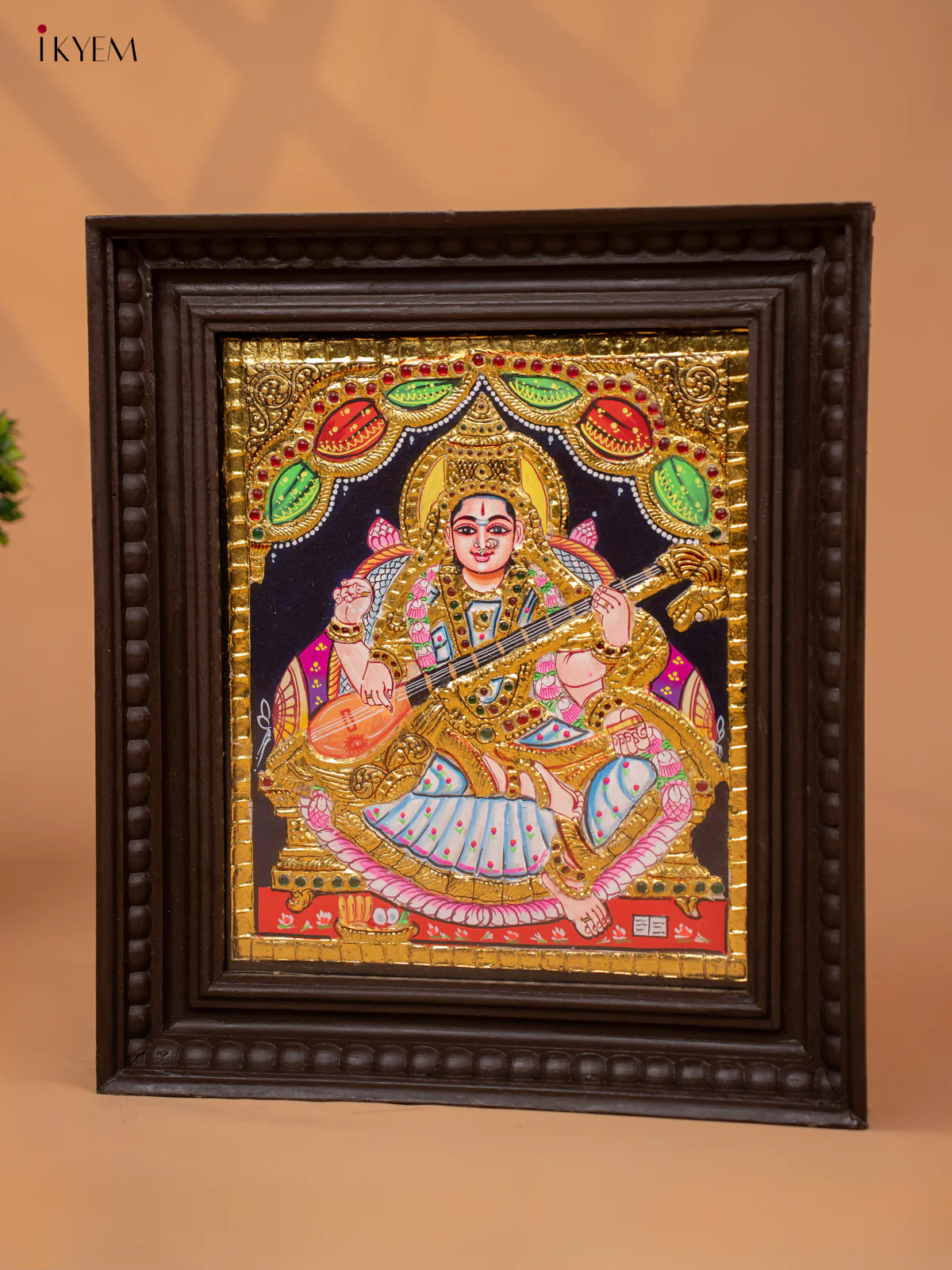 Saraswathi - Tanjore Painting (15x13) - KC06115 - Image 4