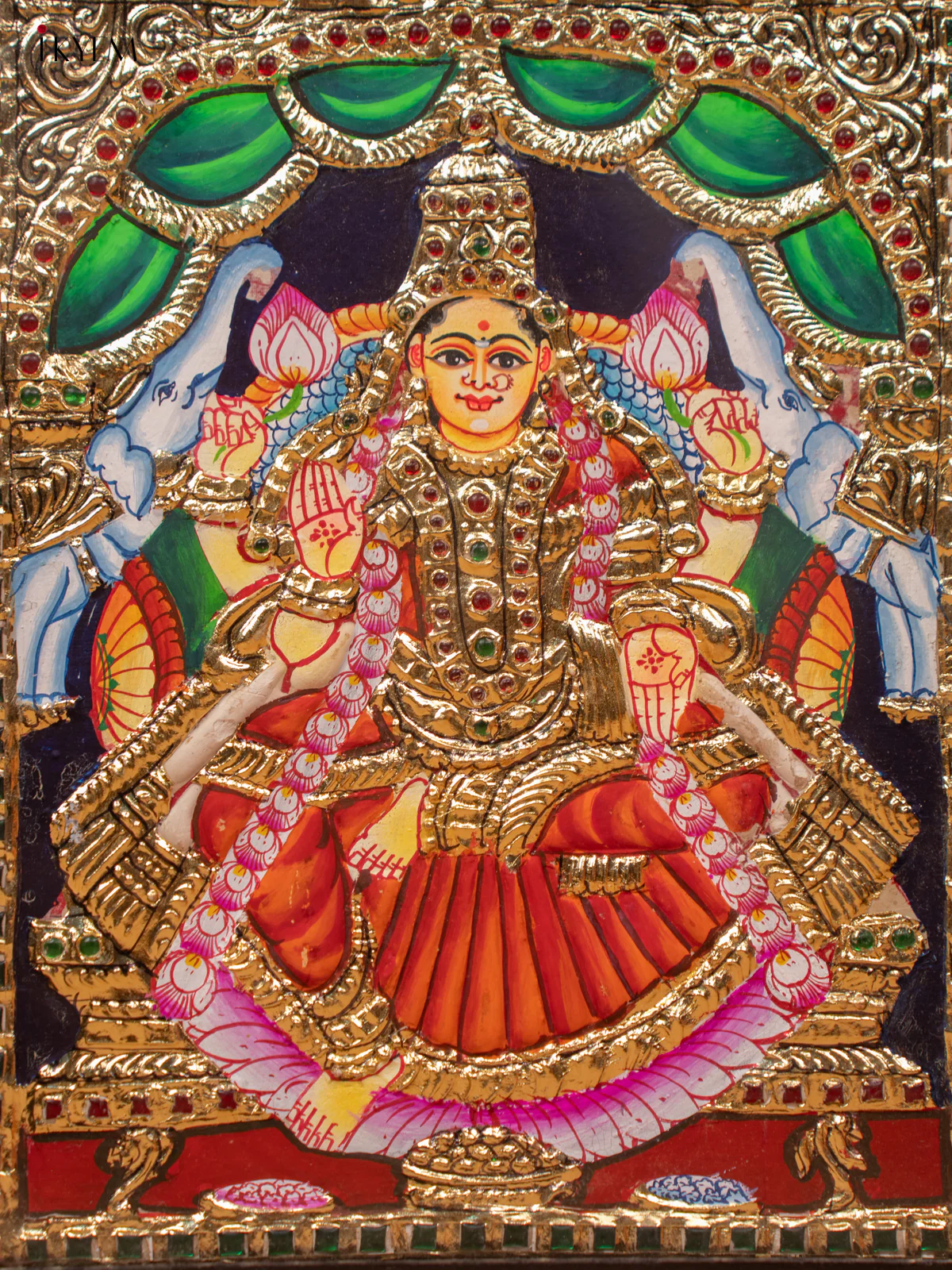 Gajalakshmi -  Tanjore Painting (13x11) - KC06118 - Image 2