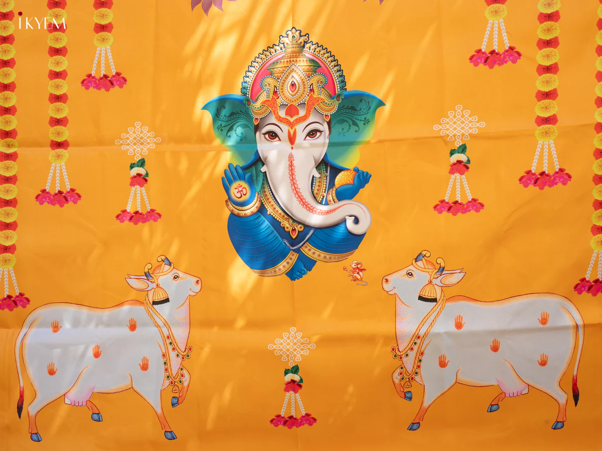 Ganesha Backdrop -yellow with Red- (5×8 feet) - KC11125 - Image 5
