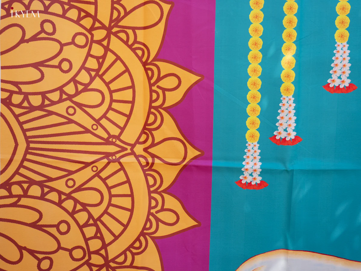 Pichwai Backdrop - Blue with Violet - (5×8 feet) - KC11132 - Image 6